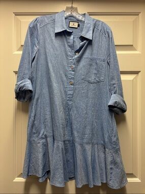 Tuckernuck Light Blue Chambray Mini Callahan Dress small